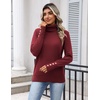 Zeagoo Womens Turtleneck Sweater Long Sleeve Pullover Fall Basic Jumper Top(Dark Red)