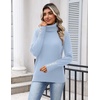 Zeagoo Womens Turtleneck Sweater Long Sleeve Pullover Fall Basic Jumper Top(Light Blue)