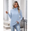 Zeagoo Womens Turtleneck Sweater Long Sleeve Pullover Fall Basic Jumper Top(Light Blue)