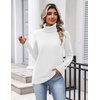 Zeagoo Womens Turtleneck Sweater Long Sleeve Pullover Fall Basic Jumper Top(White)