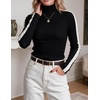 Zeagoo Womens Turtleneck Sweater Long Sleeve Tops Basic Fall Clothes(A1-black Contrast Stripe)