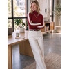 Zeagoo Womens Turtleneck Sweater Long Sleeve Tops Basic Fall Clothes(A2-red Contrast Stripe)