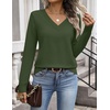 Zeagoo Womens V Neck Sweaters Long Sleeve Tops Lightweight Fall Clothes(Army Green)