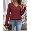 Zeagoo Womens V Neck Sweaters Long Sleeve Tops Lightweight Fall Clothes(A-wine Red)