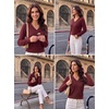 Zeagoo Womens V Neck Sweaters Long Sleeve Tops Lightweight Fall Clothes(A-wine Red)