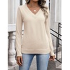 Zeagoo Womens V Neck Sweaters Long Sleeve Tops Lightweight Fall Clothes(Beige)