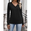 Zeagoo Womens V Neck Sweaters Long Sleeve Tops Lightweight Fall Clothes(Black)