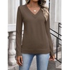 Zeagoo Womens V Neck Sweaters Long Sleeve Tops Lightweight Fall Clothes(Brown)