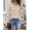 Zeagoo Womens V Neck Sweaters Long Sleeve Tops Lightweight Fall Clothes(Jh442- Polka Dot)