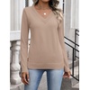 Zeagoo Womens V Neck Sweaters Long Sleeve Tops Lightweight Fall Clothes(Khaki)