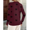 Zeagoo Womens V Neck Sweaters Long Sleeve Tops Lightweight Fall Clothes(Kt656- Bow Burgundy)