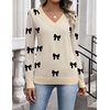 Zeagoo Womens V Neck Sweaters Long Sleeve Tops Lightweight Fall Clothes(Kt666- Bow)