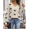 Zeagoo Womens V Neck Sweaters Long Sleeve Tops Lightweight Fall Clothes(Kt666- Bow)