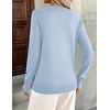 Zeagoo Womens V Neck Sweaters Long Sleeve Tops Lightweight Fall Clothes(Light Blue)
