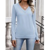 Zeagoo Womens V Neck Sweaters Long Sleeve Tops Lightweight Fall Clothes(Light Blue)