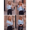 Zeagoo Womens V Neck Sweaters Long Sleeve Tops Lightweight Fall Clothes(Light Blue)