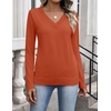 Zeagoo Womens V Neck Sweaters Long Sleeve Tops Lightweight Fall Clothes(Orange)