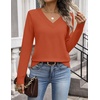 Zeagoo Womens V Neck Sweaters Long Sleeve Tops Lightweight Fall Clothes(Orange)