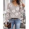 Zeagoo Womens V Neck Sweaters Long Sleeve Tops Lightweight Fall Clothes(Sf175- Flower)
