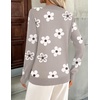 Zeagoo Womens V Neck Sweaters Long Sleeve Tops Lightweight Fall Clothes(Sf175- Flower)