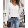 Zeagoo Womens V Neck Sweaters Long Sleeve Tops Lightweight Fall Clothes(White)