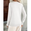 Zeagoo Womens V Neck Sweaters Long Sleeve Tops Lightweight Fall Clothes(White)