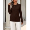 Zeagoo Womens Wool Blend Sweater Crewneck Long Sleeve Tops Fashion Clothing(Coffee)