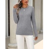 Zeagoo Womens Wool Blend Sweater Crewneck Long Sleeve Tops Fashion Clothing(Grey)