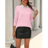 Zeagoo Womens Wool Blend Sweater Crewneck Long Sleeve Tops Fashion Clothing(Pink)