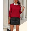 Zeagoo Womens Wool Blend Sweater Crewneck Long Sleeve Tops Fashion Clothing(Red)