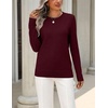 Zeagoo Womens Wool Blend Sweater Crewneck Long Sleeve Tops Fashion Clothing(Wine Red)