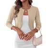 Zeagoo Cropped Cardigan Sweaters for Women Long Sleeve Shrug for Dresses(Apricot)