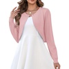 Zeagoo Cropped Cardigan Sweaters for Women Long Sleeve Shrug for Dresses(Dusty Pink)