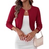 Zeagoo Cropped Cardigan Sweaters for Women Long Sleeve Shrug for Dresses(Red)