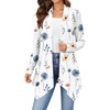 Zeagoo Lightweight Cardigan for Women Long Sleeve Open Front Cardigans(Flower White-bf290)