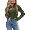 Zeagoo Sweaters for Women 2026 Knit Trendy Long Sleeve Lightweight Slim Fit Pullover Cutout Tops S-XXL(Army Green)
