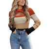 Zeagoo Sweaters for Women 2026 Knit Trendy Long Sleeve Lightweight Slim Fit Pullover Cutout Tops S-XXL(Caramel Apricot Camel Black Stripe)