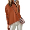 Zeagoo Sweaters for Women Fall Outfits Trendy 2026 Long Sleeve Shirts Bussiness Casual Knit Pullover Sweater Tops(B-solid Orange Long Sleeve)