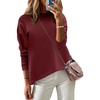 Zeagoo Sweaters for Women Fall Outfits Trendy 2026 Long Sleeve Shirts Bussiness Casual Knit Pullover Sweater Tops(B-solid Red Long Sleeve)