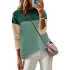 Zeagoo Sweaters for Women Fall Outfits Trendy 2026 Long Sleeve Shirts Bussiness Casual Knit Pullover Sweater Tops(Color Block 3 Green)