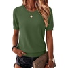 Zeagoo Womens Tops Short Sleeve Sweater Crewneck Basic Fashion Clothing(Army Green)