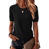Zeagoo Womens Tops Short Sleeve Sweater Crewneck Basic Fashion Clothing(Black)
