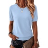Zeagoo Womens Tops Short Sleeve Sweater Crewneck Basic Fashion Clothing(Blue)