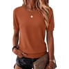 Zeagoo Womens Tops Short Sleeve Sweater Crewneck Basic Fashion Clothing(Brick Red)