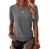 Zeagoo Womens Tops Short Sleeve Sweater Crewneck Basic Fashion Clothing(Dark Gray)