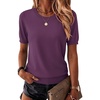 Zeagoo Womens Tops Short Sleeve Sweater Crewneck Basic Fashion Clothing(Dark Purple)