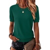 Zeagoo Womens Tops Short Sleeve Sweater Crewneck Basic Fashion Clothing(Grass Green)