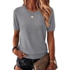 Zeagoo Womens Tops Short Sleeve Sweater Crewneck Basic Fashion Clothing(Gray)