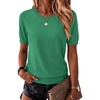 Zeagoo Womens Tops Short Sleeve Sweater Crewneck Basic Fashion Clothing(Green)