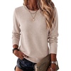 Zeagoo Womens Wool Blend Sweater Crewneck Long Sleeve Tops Fashion Clothing(Apricot)